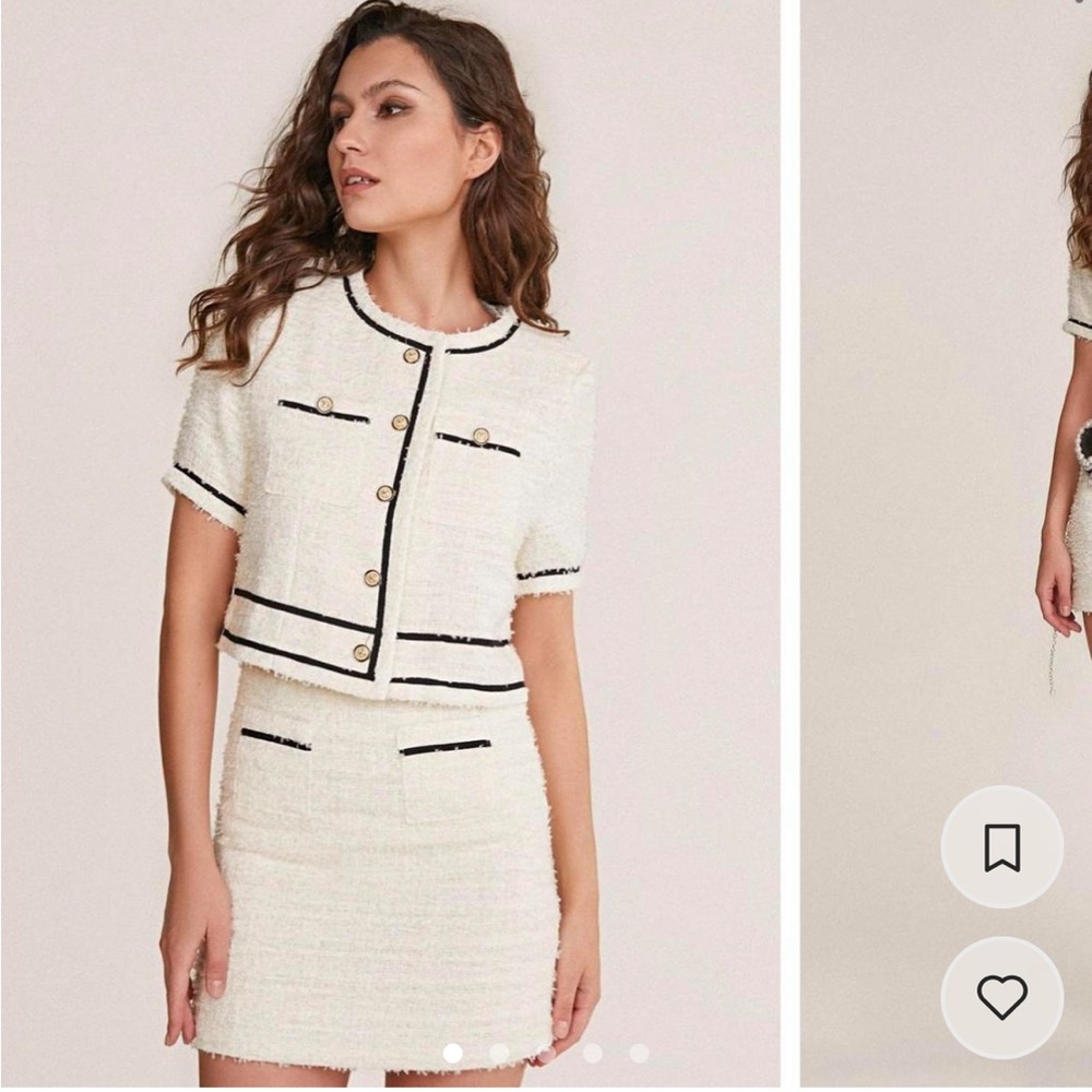 J.ING - Classy tweed set in ivory - size small (s) BRAND NEW